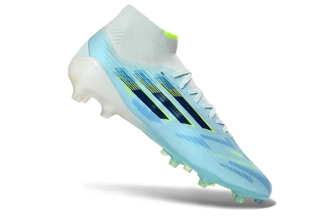 Adidas নীল সবুজ উচ্চ-কাট সক ফিট কলার ট্রান্সলুসেন্ট স্টাড আউটসোল ফার্ম-গ্রাউন্ড সকার শুজ 2