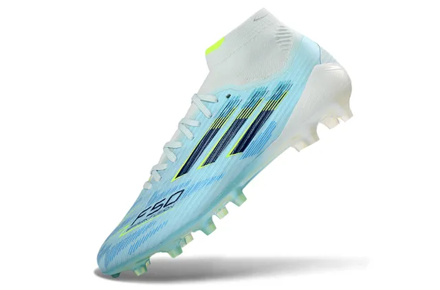 Adidas নীল সবুজ উচ্চ-কাট সক ফিট কলার ট্রান্সলুসেন্ট স্টাড আউটসোল ফার্ম-গ্রাউন্ড সকার শুজ 3