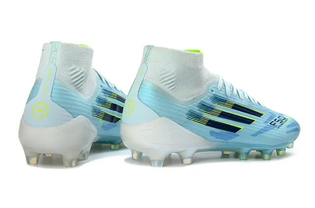 Adidas নীল সবুজ উচ্চ-কাট সক ফিট কলার ট্রান্সলুসেন্ট স্টাড আউটসোল ফার্ম-গ্রাউন্ড সকার শুজ 5