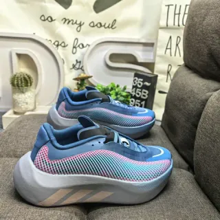 Adidas أزرق متعدد الألوان موجة التصميم تريكو العلوي بانل الشبكة التدرجية أسلوب حياة أحذية رياضية
