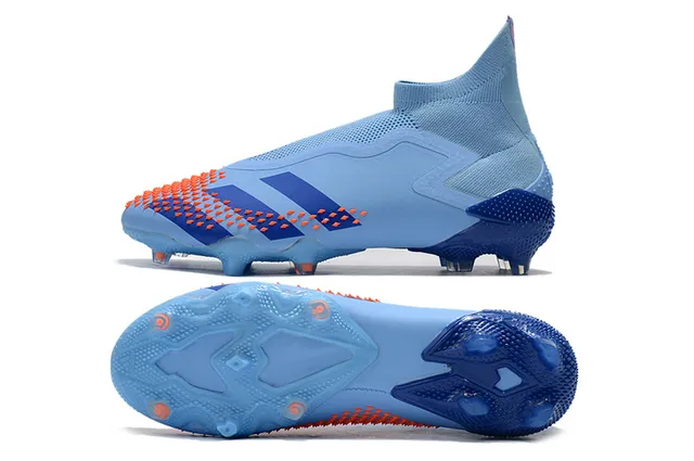 Adidas Blue Orange High-Cut Sock-Fit Upper Laceless Asymmetric Closure Firm-Ground Soccer Shoes 2