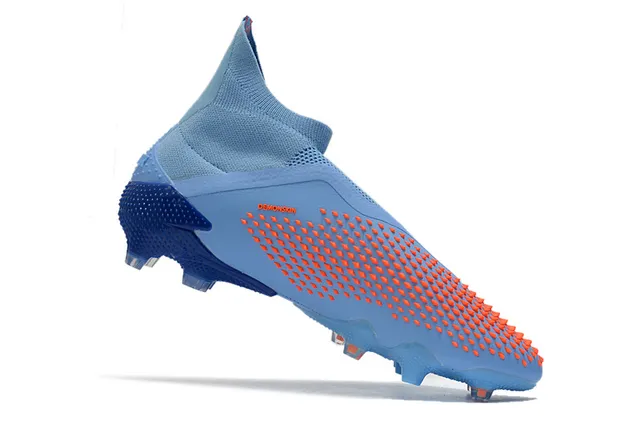 Adidas Blue Orange High-Cut Sock-Fit Upper Laceless Asymmetric Closure Firm-Ground Soccer Shoes 3