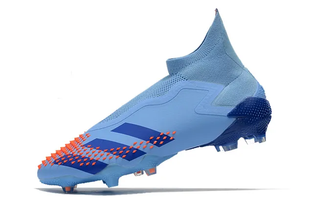 Adidas Blue Orange High-Cut Sock-Fit Upper Laceless Asymmetric Closure Firm-Ground Soccer Shoes 4