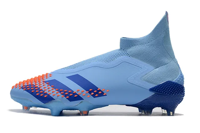 Adidas Blue Orange High-Cut Sock-Fit Upper Laceless Asymmetric Closure Firm-Ground Soccer Shoes 5