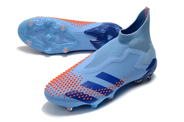 Adidas Blue Orange High-Cut Sock-Fit Upper Laceless Asymmetric Closure Firm-Ground Soccer Shoes 6