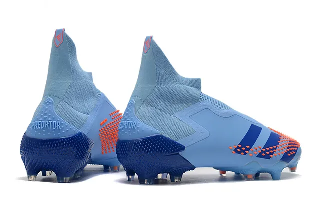 Adidas Blue Orange High-Cut Sock-Fit Upper Laceless Asymmetric Closure Firm-Ground Soccer Shoes 7