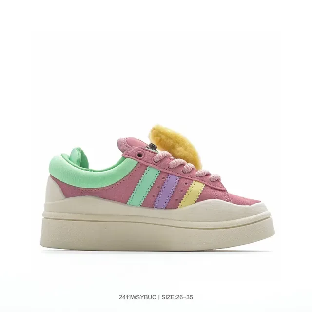 Adidas Blue Pink Platform Sole Three-Stripe Side Panel Lifestyle Sneakers 17