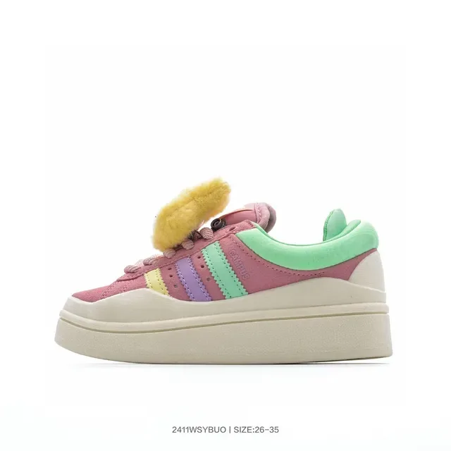 Adidas Blue Pink Platform Sole Three-Stripe Side Panel Lifestyle Sneakers 18