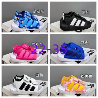 Adidas Blue White Dual-Strap Velcro Closure Camouflage-Print Upper Casual Sandals