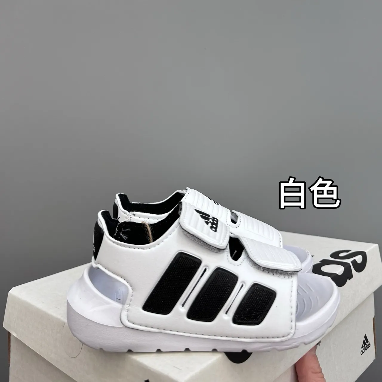 Adidas Blue White Dual-Strap Velcro Closure Camouflage-Print Upper Casual Sandals 4