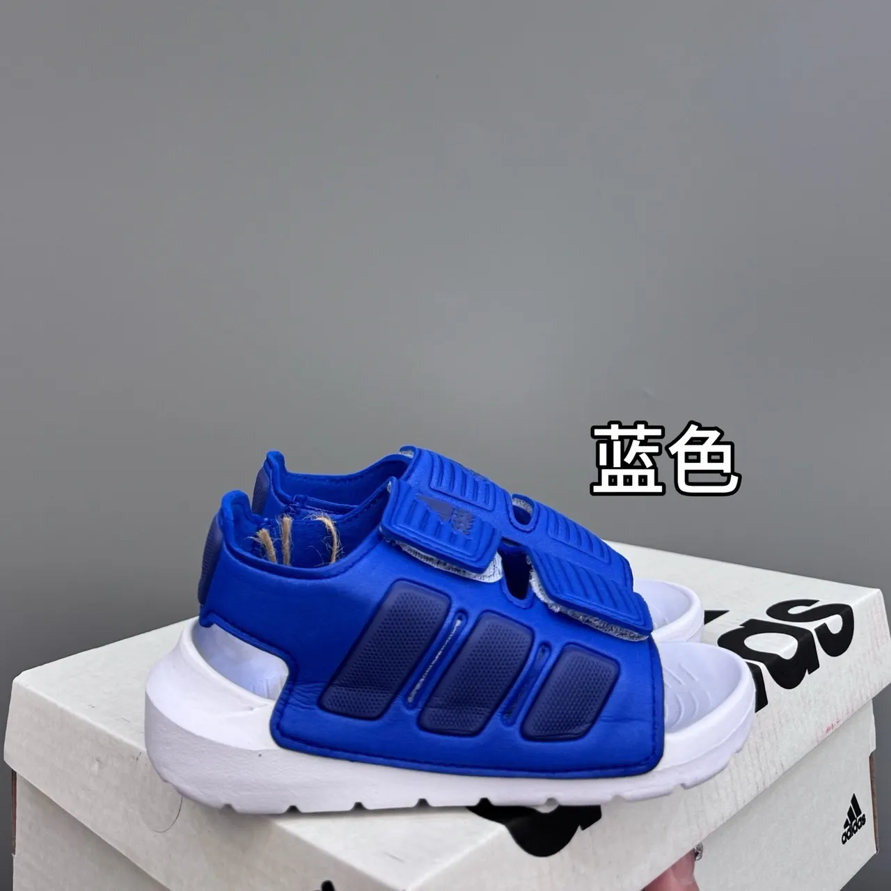 Adidas Blue White Dual-Strap Velcro Closure Camouflage-Print Upper Casual Sandals 5