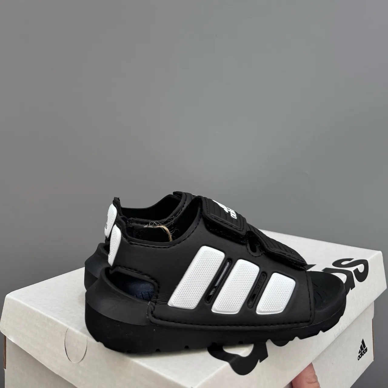 Adidas Blue White Dual-Strap Velcro Closure Camouflage-Print Upper Casual Sandals 18