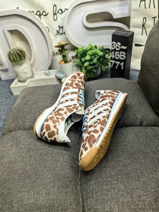 Adidas Brown Blue Leopard-Print Upper Three-Stripe Side Panel Lifestyle Sneakers 6