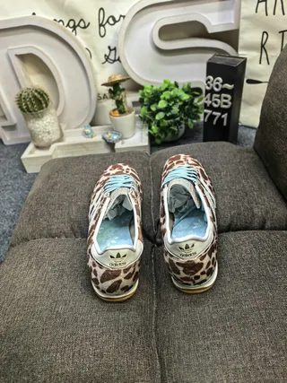 Adidas Brown Blue Leopard-Print Upper Three-Stripe Side Panel Lifestyle Sneakers 8