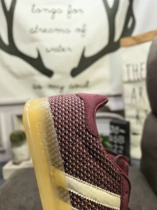Adidas Bordeaux Beige Tricoté Haut Trois Rayures Panneau Latéral Sneakers 3
