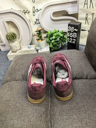 Adidas Bordeaux Beige Tricoté Haut Trois Rayures Panneau Latéral Sneakers 8