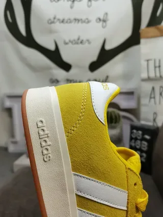 Adidas Campus Amarillo Blanco Low-Top Ante Texturizado Superior Zapatos Lifestyle 3
