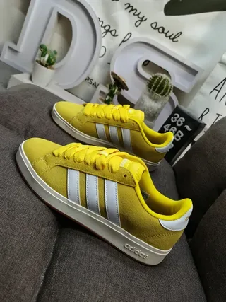Adidas Campus Amarillo Blanco Low-Top Ante Texturizado Superior Zapatos Lifestyle 7