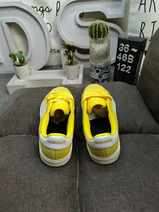 Adidas Campus Amarillo Blanco Low-Top Ante Texturizado Superior Zapatos Lifestyle 8