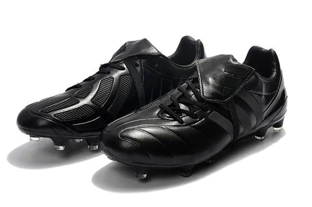 Adidas Copa Black Silver Quilted Leather Upper Lace Cover Strap Firm-Ground Soccer Shoes 2