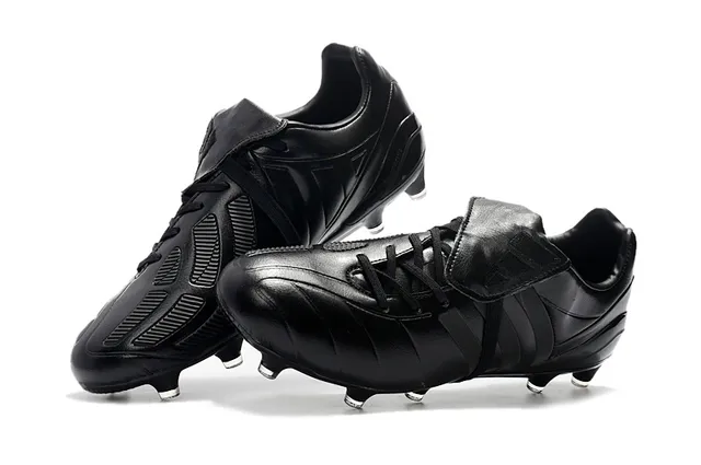 Adidas Copa Black Silver Quilted Leather Upper Lace Cover Strap Firm-Ground Soccer Shoes 3