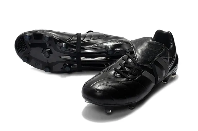 Adidas Copa Black Silver Quilted Leather Upper Lace Cover Strap Firm-Ground Soccer Shoes 7