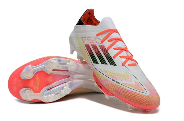 Adidas F50 Lightstrike Pro Branco Laranja Rosa Sapatos de futebol para terreno firme 4