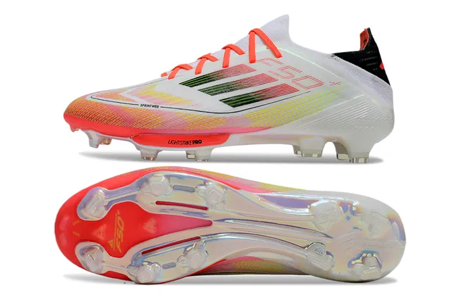 Adidas F50 Lightstrike Pro Branco Laranja Rosa Sapatos de futebol para terreno firme 6