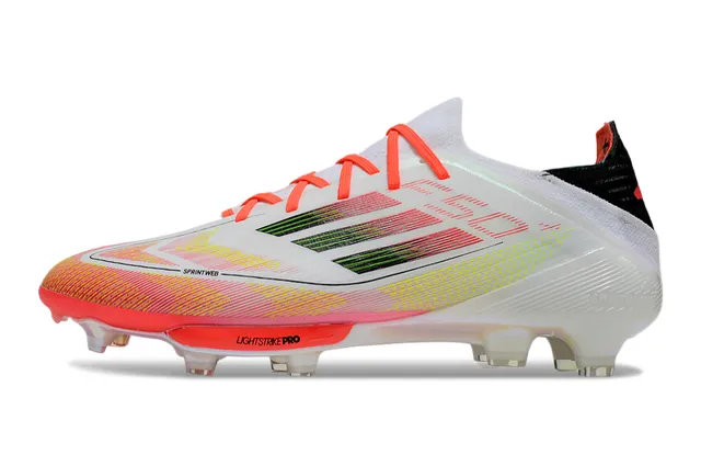 Adidas F50 Lightstrike Pro Branco Laranja Rosa Sapatos de futebol para terreno firme 7
