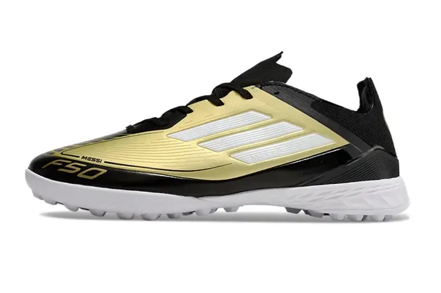 Adidas F50 Messi গোল্ড ব্ল্যাক টার্ফ ফুটবল জুতো 7