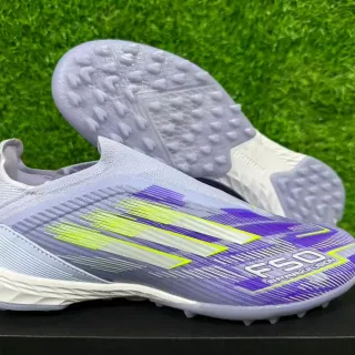 Adidas F50 Sparkfusion Light Gray Purple Neon Lime Chaussures de football turf