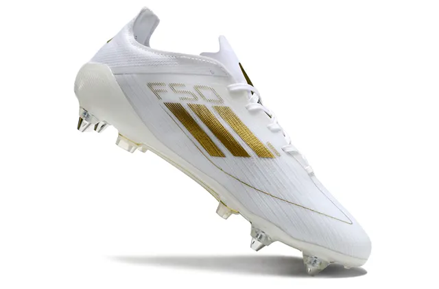 Adidas F50 Chaussures de Football Blanches et Dorées pour Terrain Ferme 2
