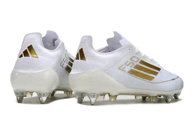 Adidas F50 Chaussures de Football Blanches et Dorées pour Terrain Ferme 5