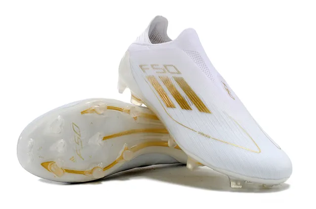 Adidas F50 Branco e Dourado Chuteira de Futebol Firm-Ground 4