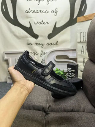 Adidas Gamba Black Laceless Velcro Strap Mary Jane Shoes 5