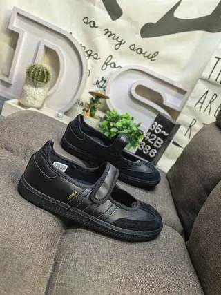 Adidas Gamba Black Laceless Velcro Strap Mary Jane Shoes 9