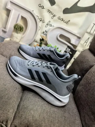 Adidas Gray Black Lightweight Mesh Upper Three-Stripe Side Branding Lifestyle Sneakers 7