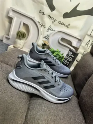 Adidas Gray Black Lightweight Mesh Upper Three-Stripe Side Branding Lifestyle Sneakers 9