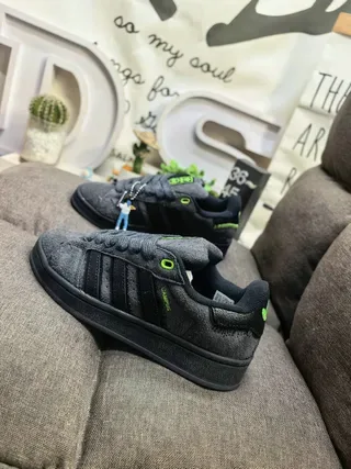 Adidas Gray Green Low-Top Textured Charcoal Upper Lifestyle Sneakers 7
