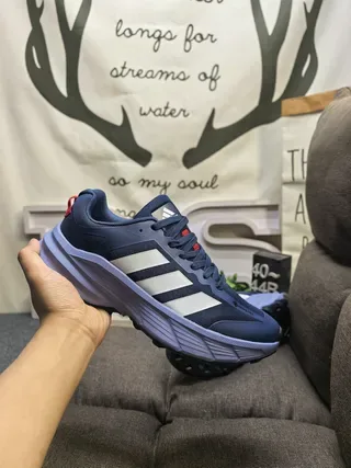 Adidas Gray Orange Sole Three-Stripe Side Panel Chunky Sneakers 5