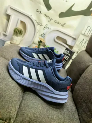 Adidas Gray Orange Sole Three-Stripe Side Panel Chunky Sneakers 7