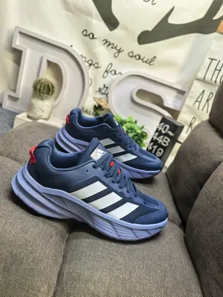 Adidas Gray Orange Sole Three-Stripe Side Panel Chunky Sneakers 9