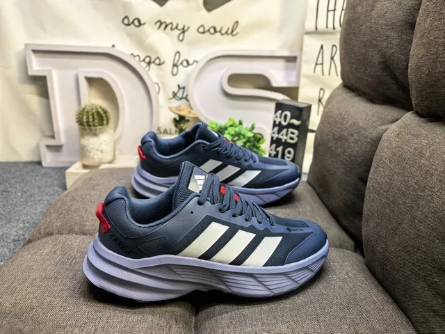 Adidas Gray Orange Sole Three-Stripe Side Panel Chunky Sneakers 11