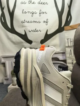 Adidas Gray Orange Sole Three-Stripe Side Panel Chunky Sneakers 23