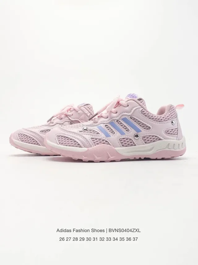 Adidas 灰粉 网面鞋面 三道杠覆层 生活方式运动鞋 4