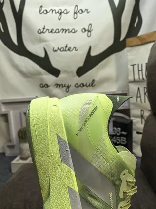 Adidas Green Silver Lightweight Racing Silhouette Mesh And Synthetic Overlay Construction Running Shoes 3