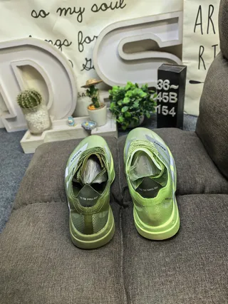 Adidas Green Silver Lightweight Racing Silhouette Mesh And Synthetic Overlay Construction Running Shoes 8