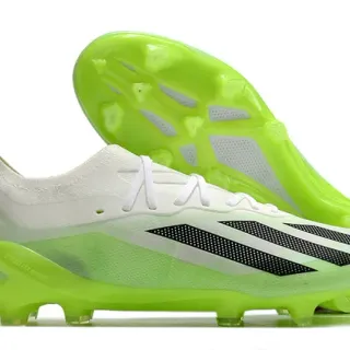 Adidas Vert Blanc Bas-Coupé Synthétique Supérieur Néon Lime Semelle Sol Ferme Chaussures de Football