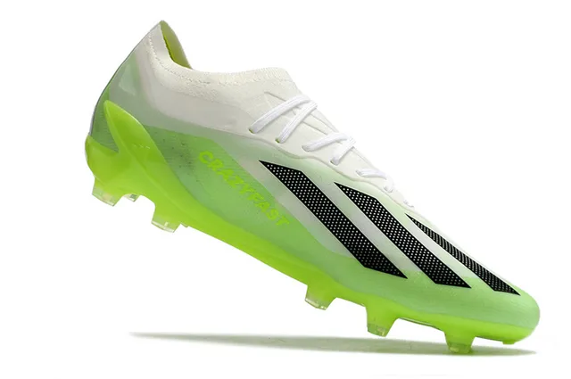 Adidas أحذية كرة القدم أخضر أبيض منخفضة القطعة فوقية اصطناعية نيون ليم كعب خارجي أرض صلبة 2
