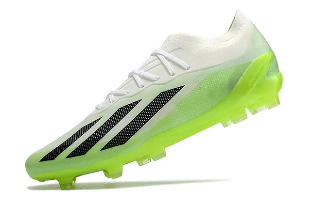 Adidas أحذية كرة القدم أخضر أبيض منخفضة القطعة فوقية اصطناعية نيون ليم كعب خارجي أرض صلبة 3